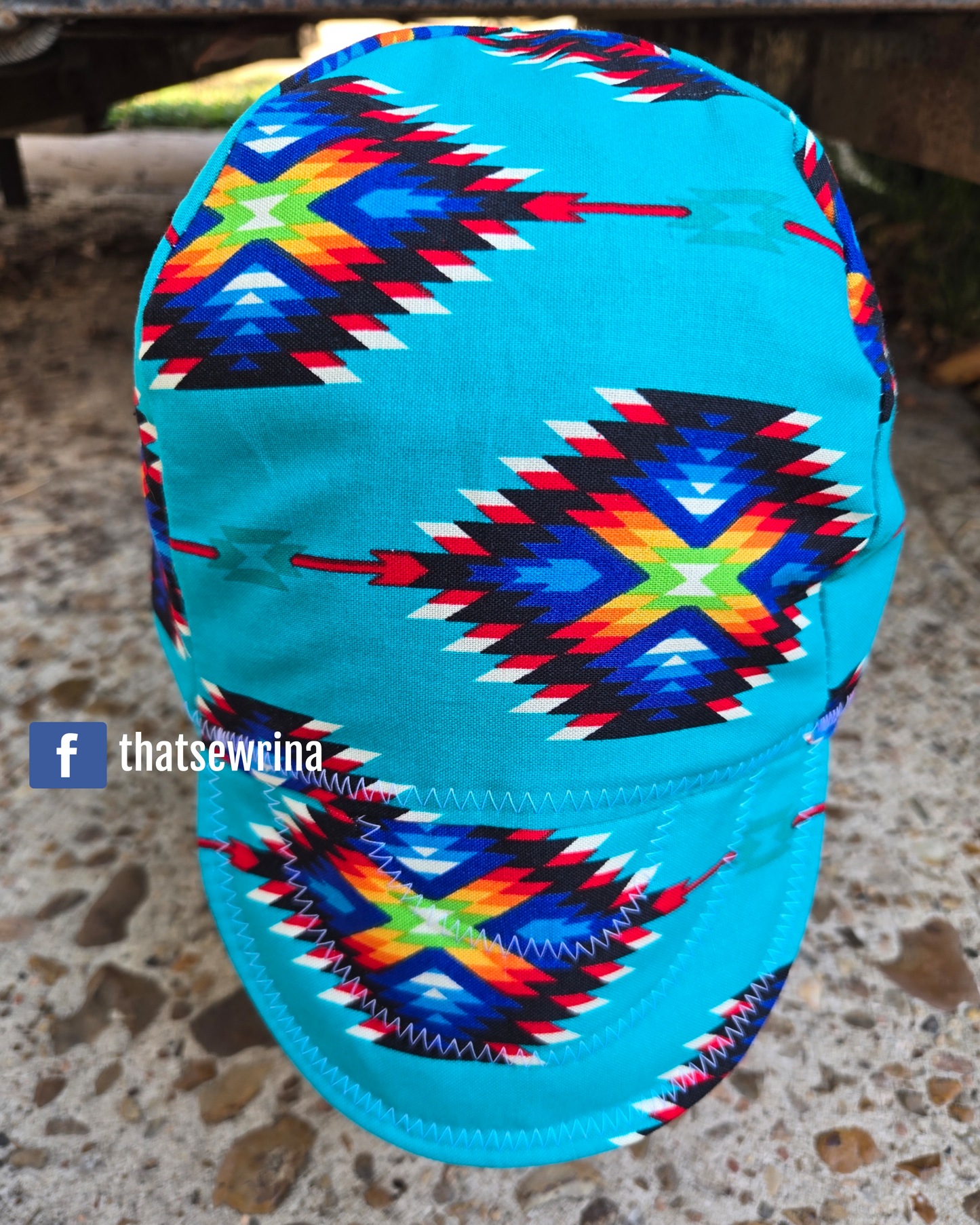 Welding Cap Blue Aztec Print
