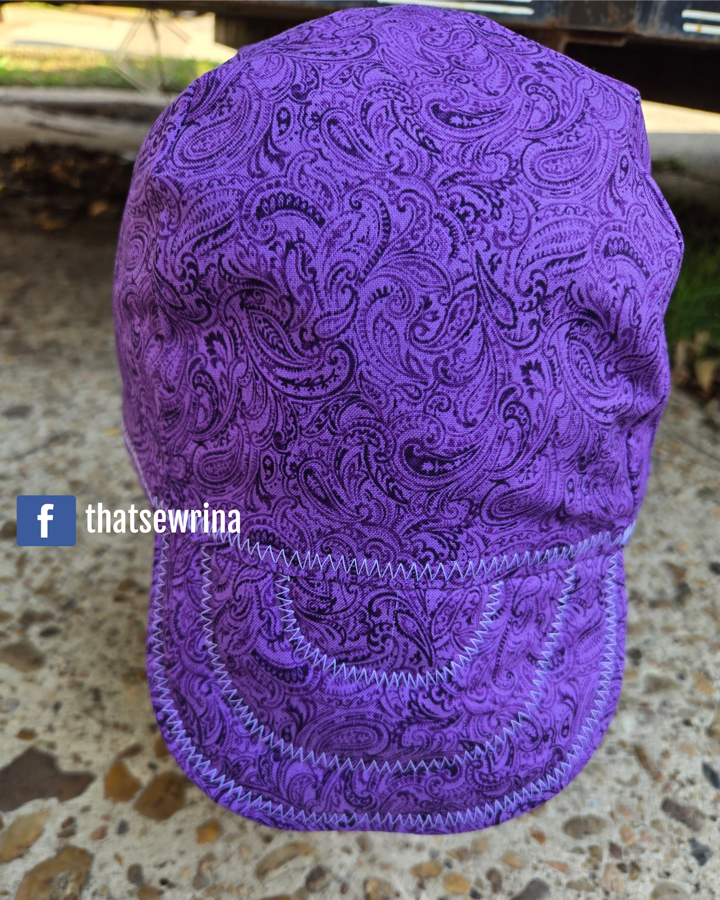 Welding Cap Purple Paisley